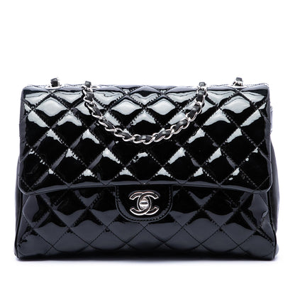 Chanel Large CC Quilted Patent Double Compartment Flap