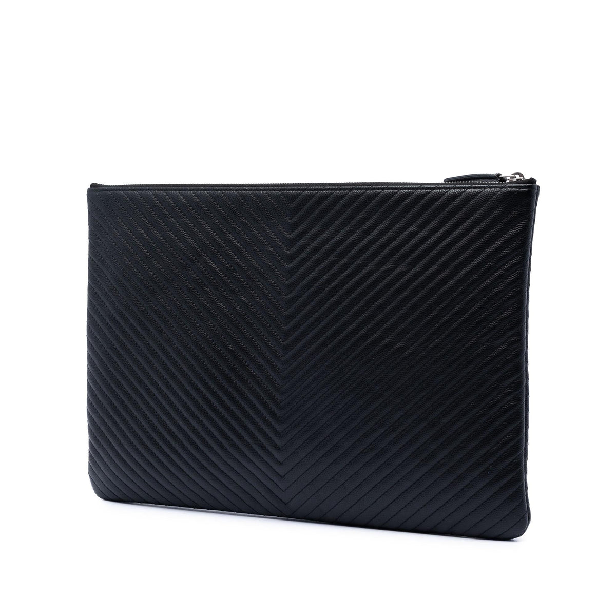 Chanel Large Chevron Caviar O Case Clutch