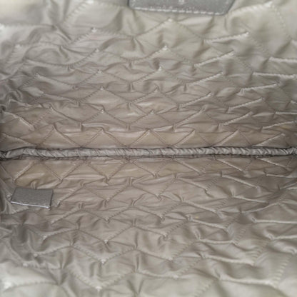 Chanel Large Chevron Metallic Lambskin Mademoiselle Zip Clutch