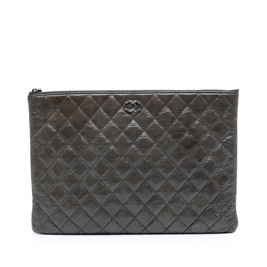 Chanel Large Crinkled Patent O Case Clutch