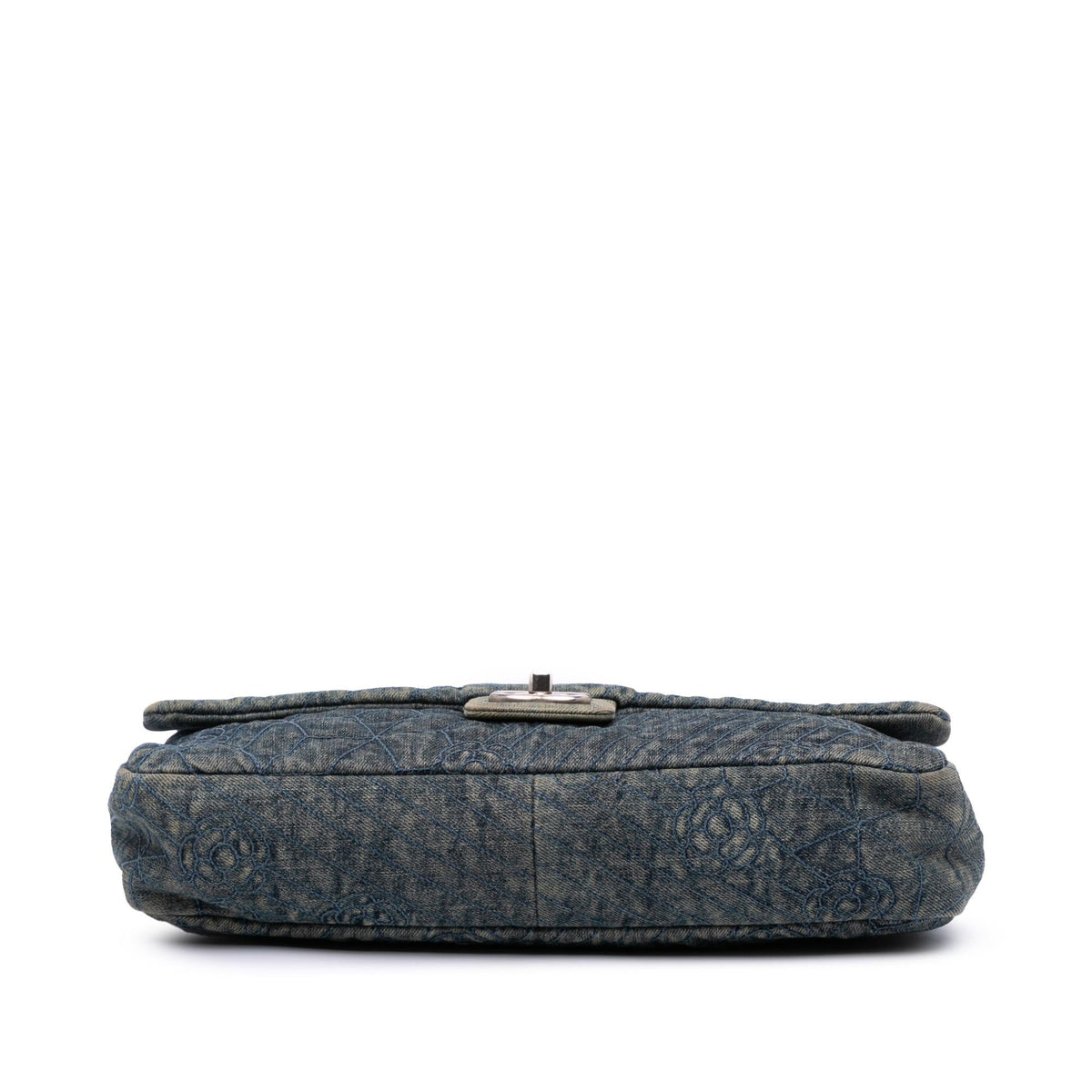 Chanel Large Embroidered Denim Camellia Flap