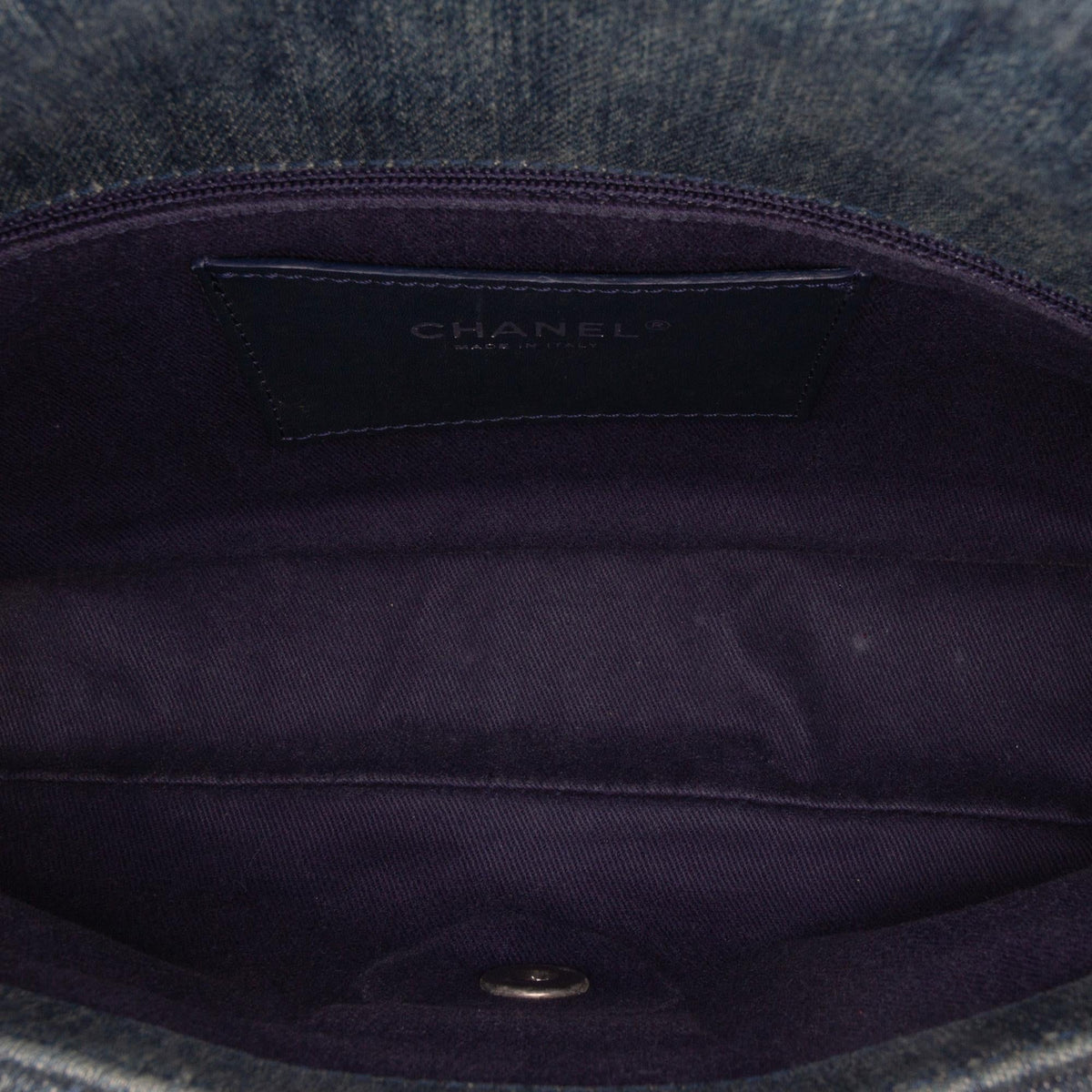 Chanel Large Embroidered Denim Camellia Flap