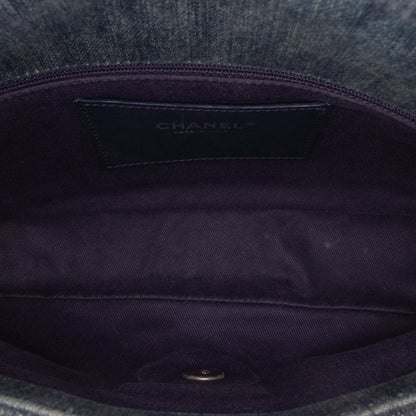 Chanel Large Embroidered Denim Camellia Flap