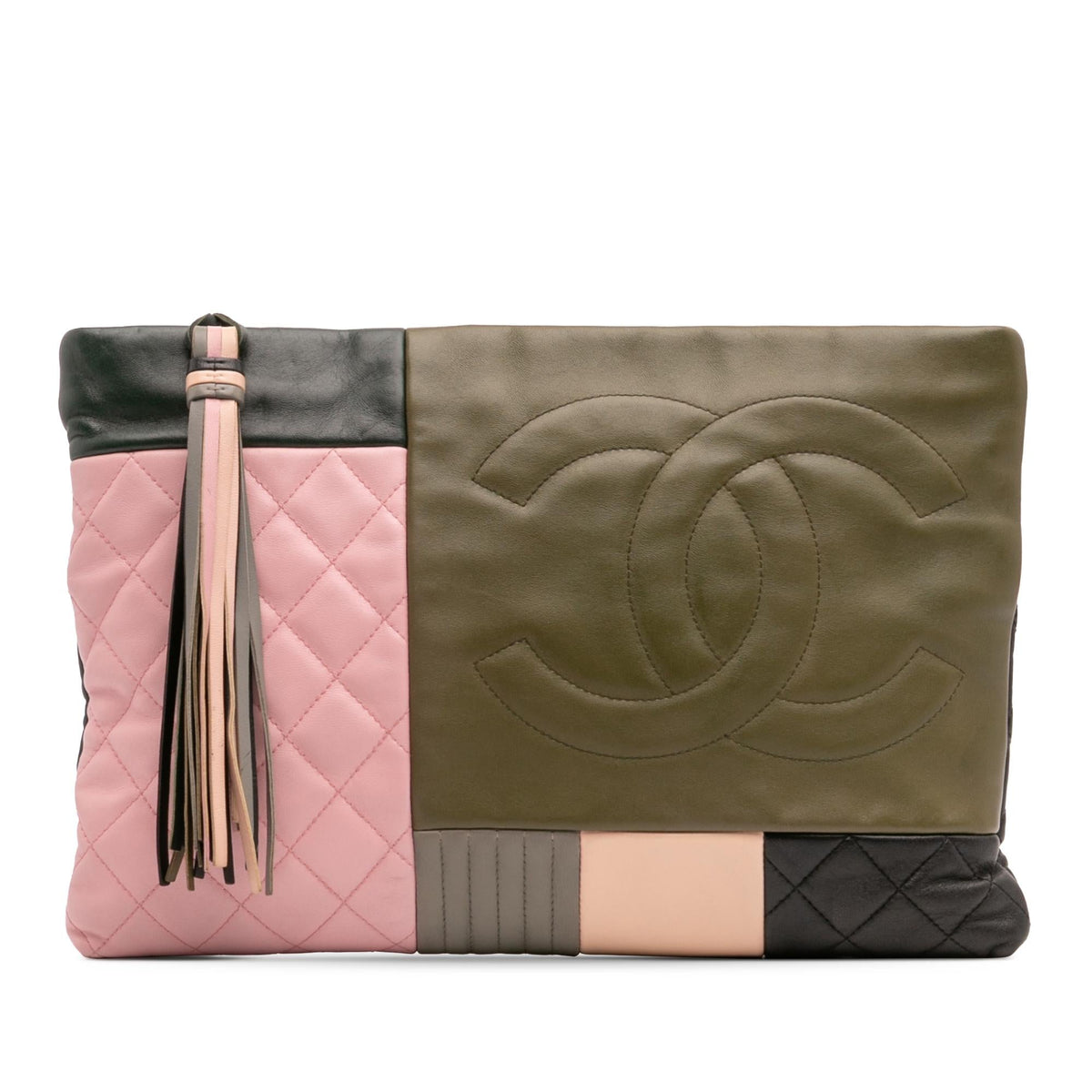 Chanel Large Lambskin Colorblock Patchwork O Case