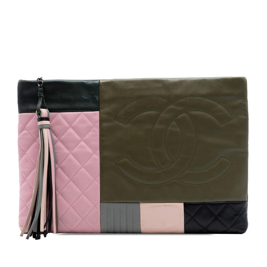 Chanel Large Lambskin Colorblock Patchwork O Case
