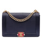 Chanel Large Lambskin Embossed Boy Cube Flap