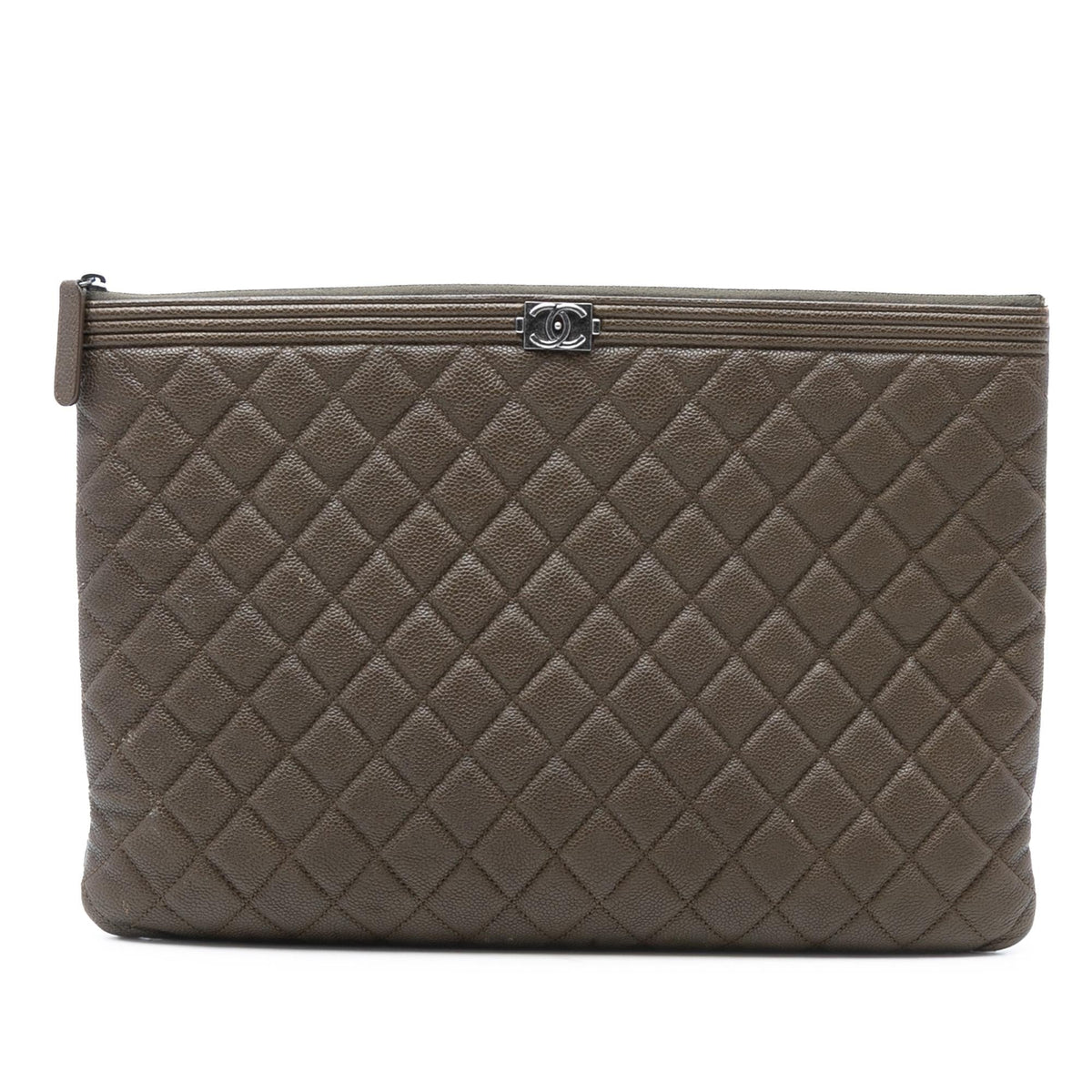 Chanel Large Quilted Caviar Boy O Case Clutch