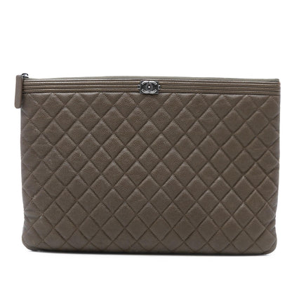 Chanel Large Quilted Caviar Boy O Case Clutch