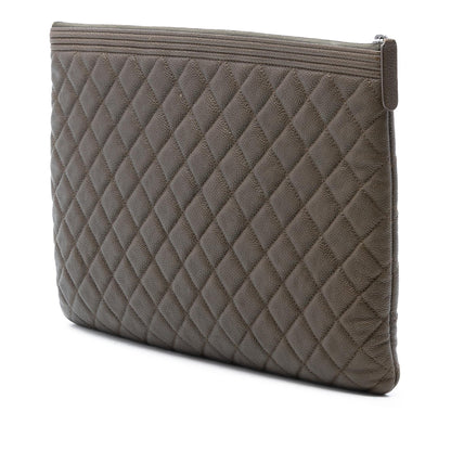 Chanel Large Quilted Caviar Boy O Case Clutch
