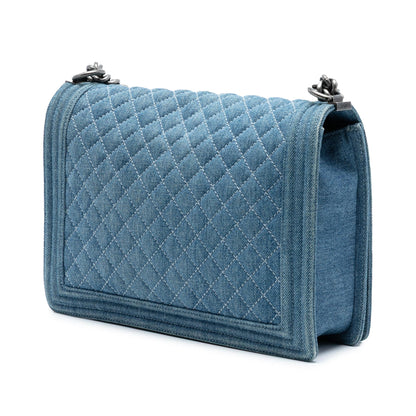 Chanel Large Quilted Denim Boy Flap