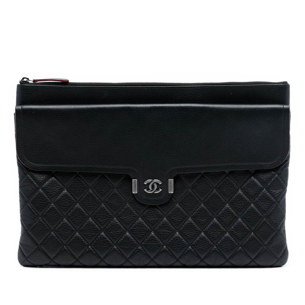 Chanel Large Quilted Grained Calfskin Archi Chic Cosmetic Case