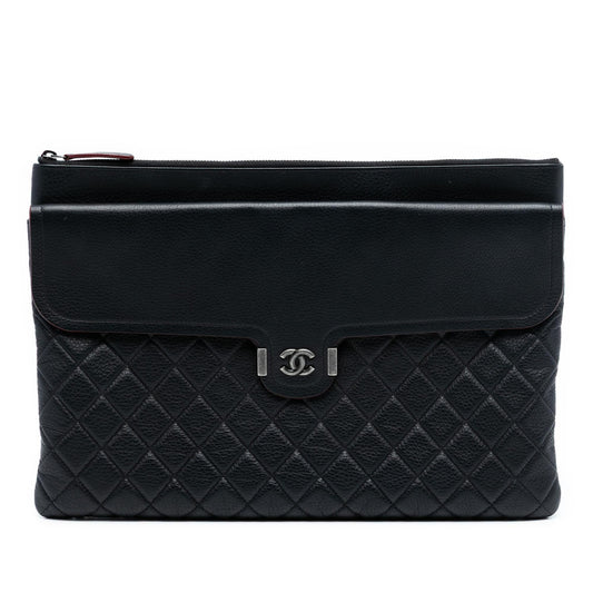 Chanel Large Quilted Grained Calfskin Archi Chic Cosmetic Case