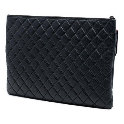 Chanel Large Quilted Grained Calfskin Archi Chic Cosmetic Case