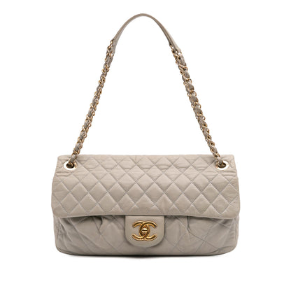 Chanel Large Quilted Iridescent Calfskin Coco Pleats Flap