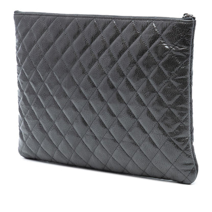 Chanel Large Quilted Iridescent Patent O Case Clutch