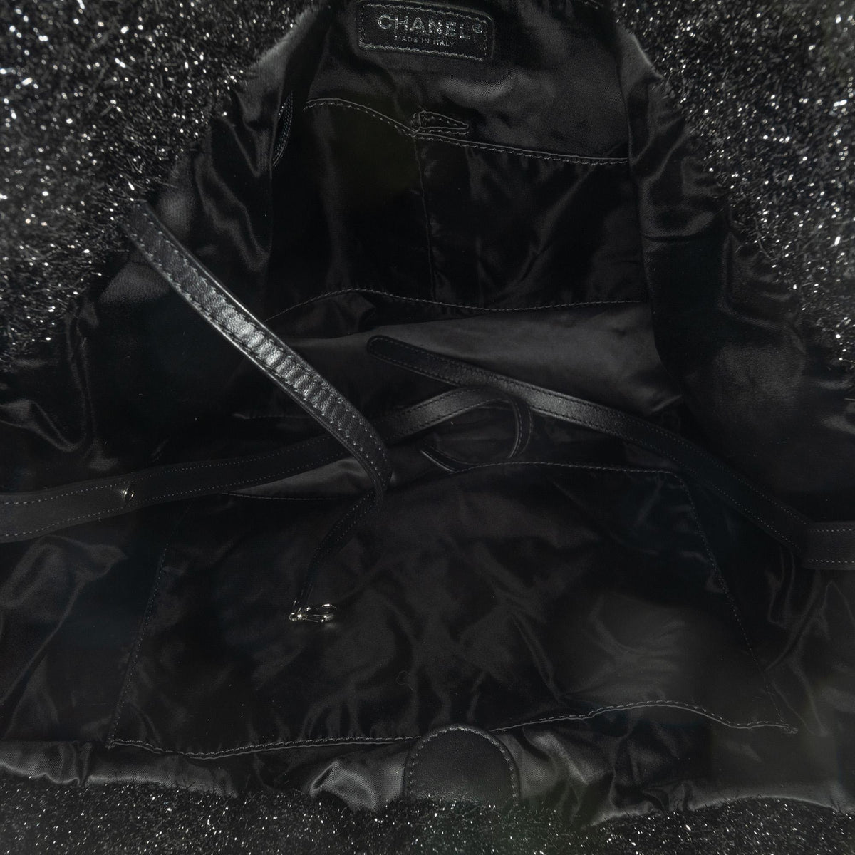 Chanel Large Quilted Knit Pluto Glitter Satchel