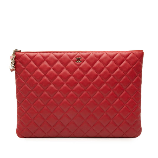Chanel Large Quilted Lambskin Casino Charms O Case Clutch