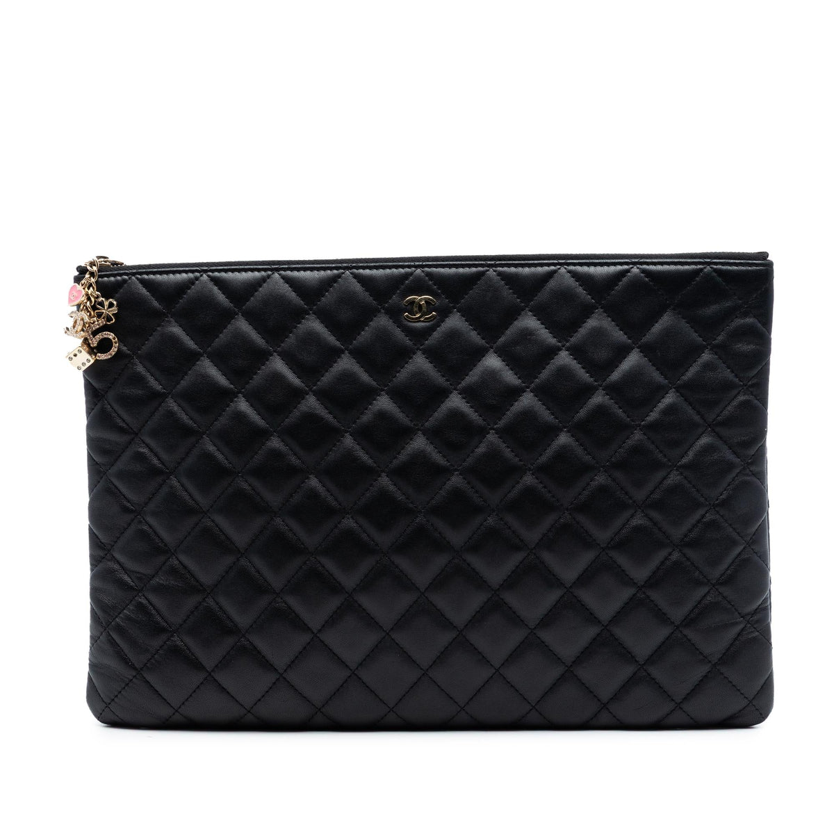 Chanel Large Quilted Lambskin Casino Charms O Case Clutch