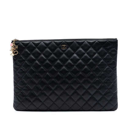 Chanel Large Quilted Lambskin Casino Charms O Case Clutch