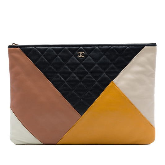Chanel Large Quilted Lambskin Colorblock O Case