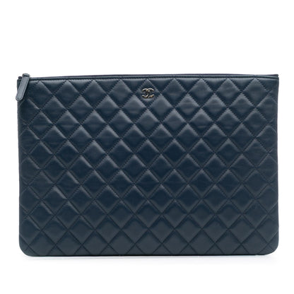 Chanel Large Quilted Lambskin O Case Clutch