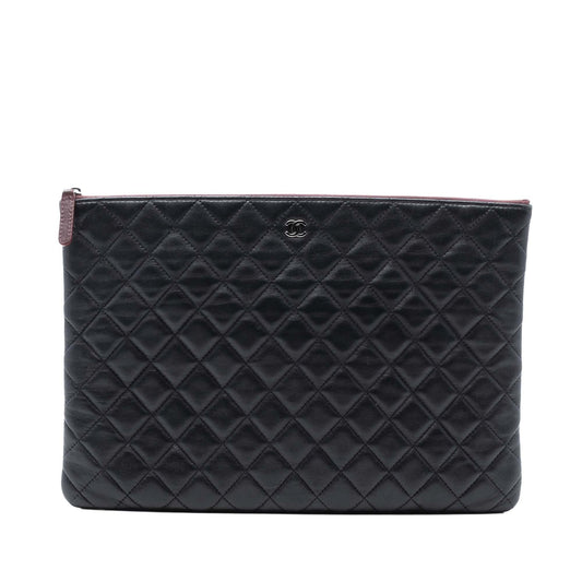 Chanel Large Quilted Lambskin O Case Clutch