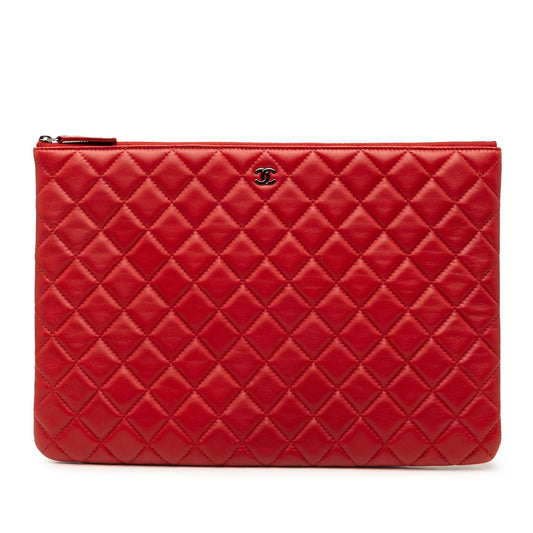 Chanel Large Quilted Lambskin O Case Clutch