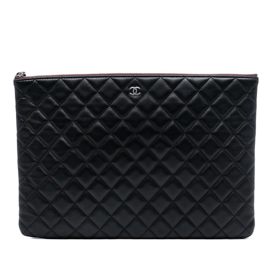 Chanel Large Quilted Lambskin O Case Clutch