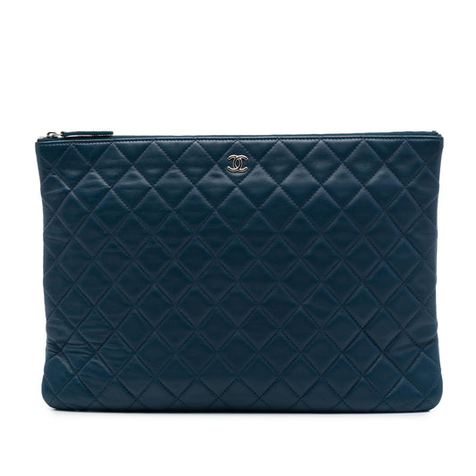 Chanel Large Quilted Lambskin O Case Clutch