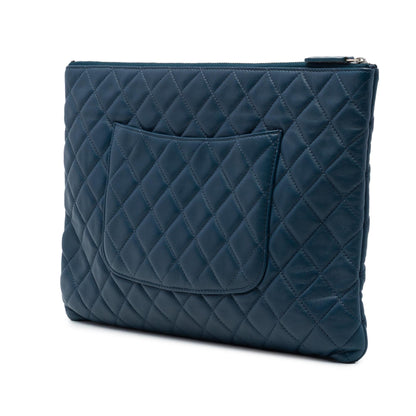 Chanel Large Quilted Lambskin O Case Clutch