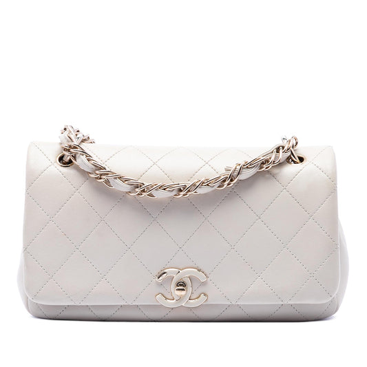 Chanel Large Quilted Lambskin Twist Chain Enamel CC Flap