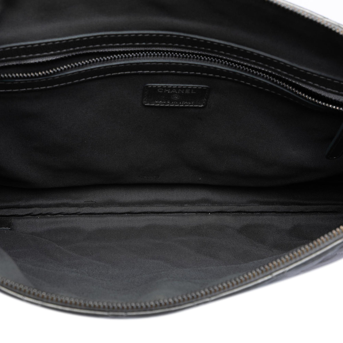 Chanel Large Quilted Metallic Lambskin O Case Clutch
