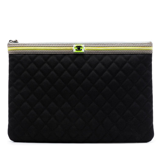 Chanel Large Quilted Nylon Fluo Boy O Case Clutch