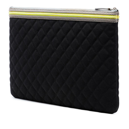 Chanel Large Quilted Nylon Fluo Boy O Case Clutch