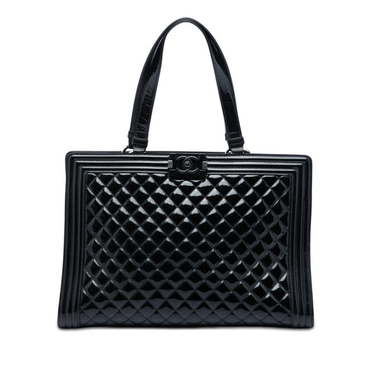Chanel Large Quilted Patent Boy Shopping Tote