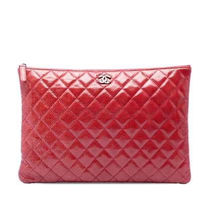 Chanel Large Quilted Patent O Case Clutch