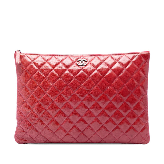 Chanel Large Quilted Patent O Case Clutch