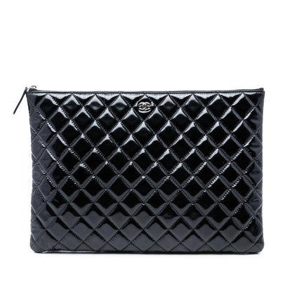 Chanel Large Quilted Patent O Case Clutch