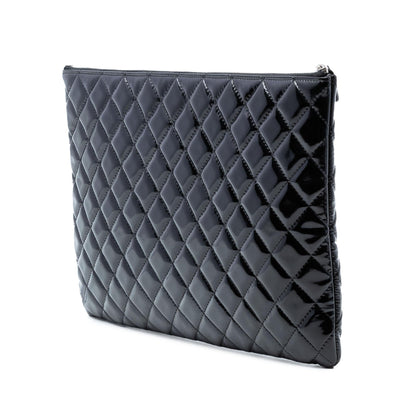 Chanel Large Quilted Patent O Case Clutch