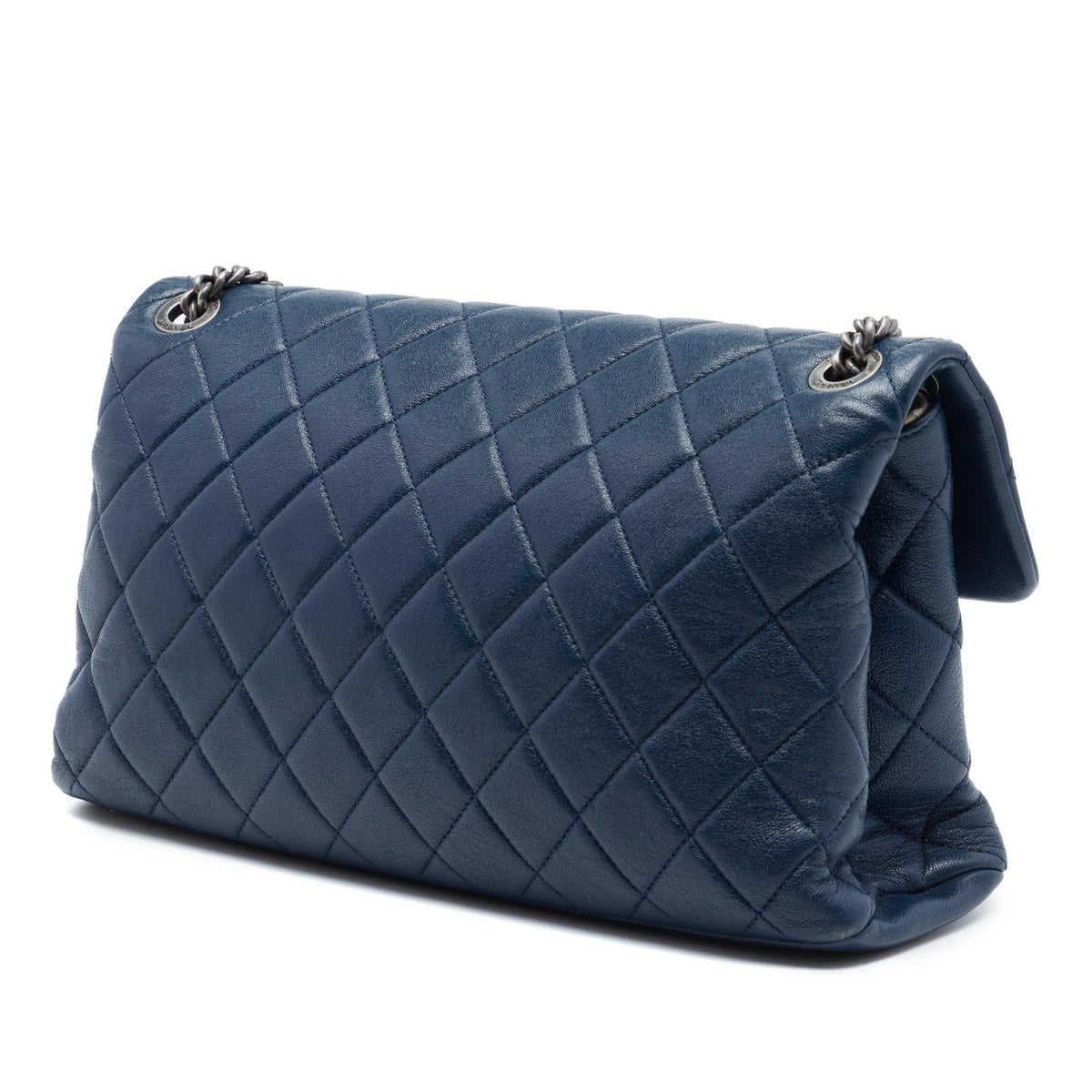 Chanel Large Quilted Shiny Sheepskin Burgundy Rocks Flap
