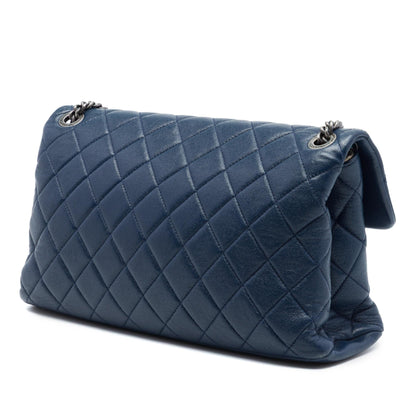 Chanel Large Quilted Shiny Sheepskin Burgundy Rocks Flap