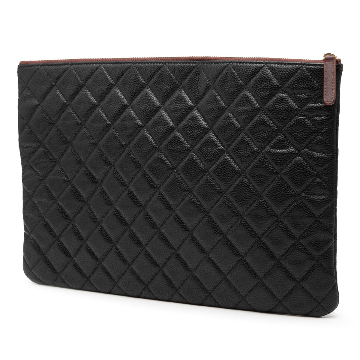 Chanel Large Quilted Stitched Calfskin Zip Pouch