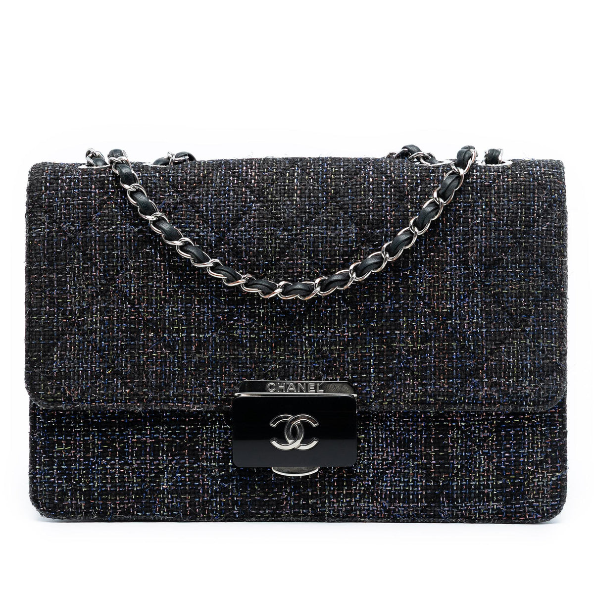 Chanel Large Quilted Tweed Beauty Lock Flap