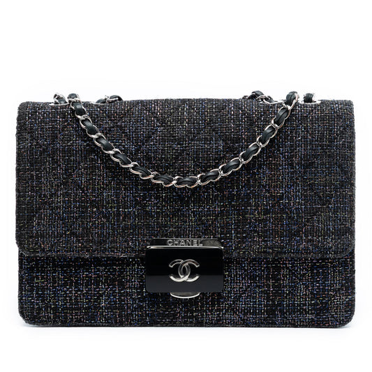 Chanel Large Quilted Tweed Beauty Lock Flap
