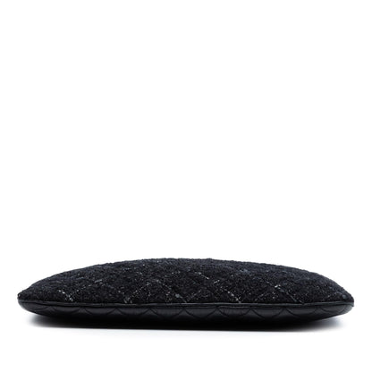 Chanel Large Quilted Tweed and Lambskin Camellia O Case Clutch