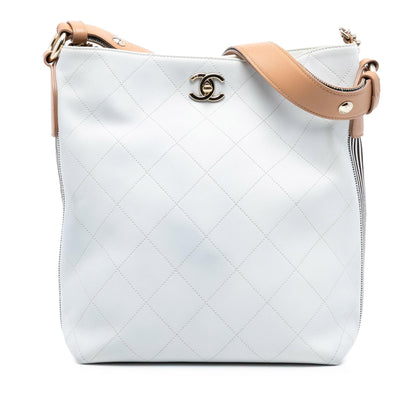 Chanel Large Stitched Calfskin Button Up Hobo