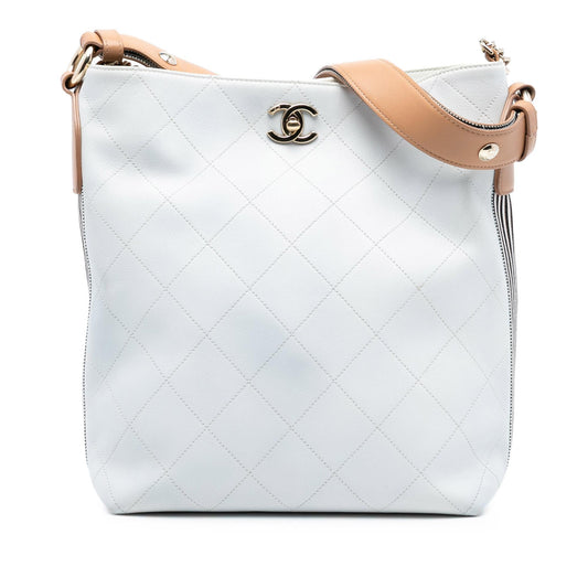 Chanel Large Stitched Calfskin Button Up Hobo