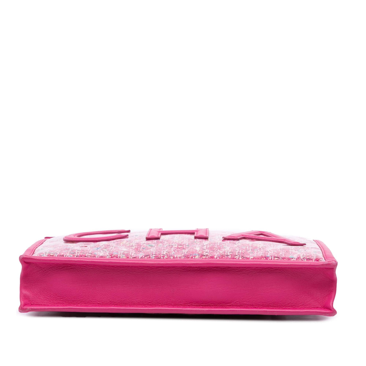 Chanel Large Tweed PVC Logo Wristlet Pouch