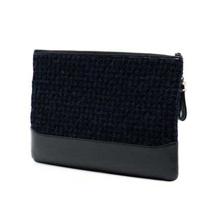 Chanel Large Tweed and Calfskin Embroidered Gabrielle O Case Clutch