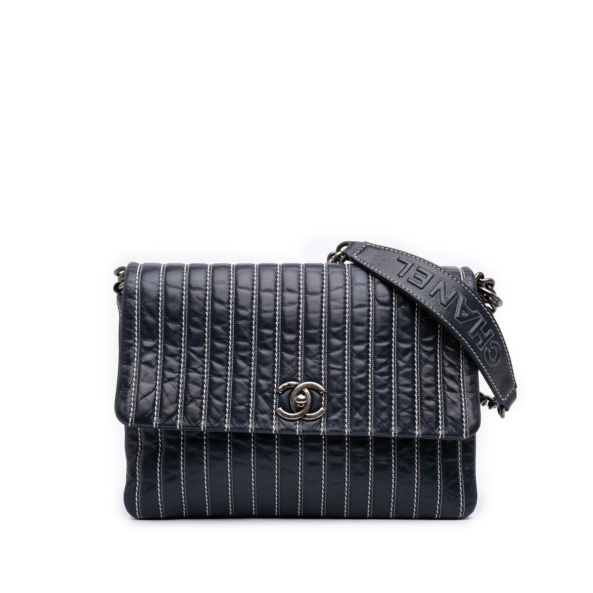 Chanel Large Vertical Quilted Lambskin Stitched Single Flap